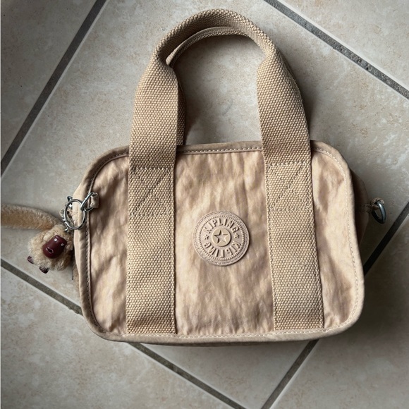 Kipling Tan Shoulder Bag with Monkey Keychain - Picture 6 of 11